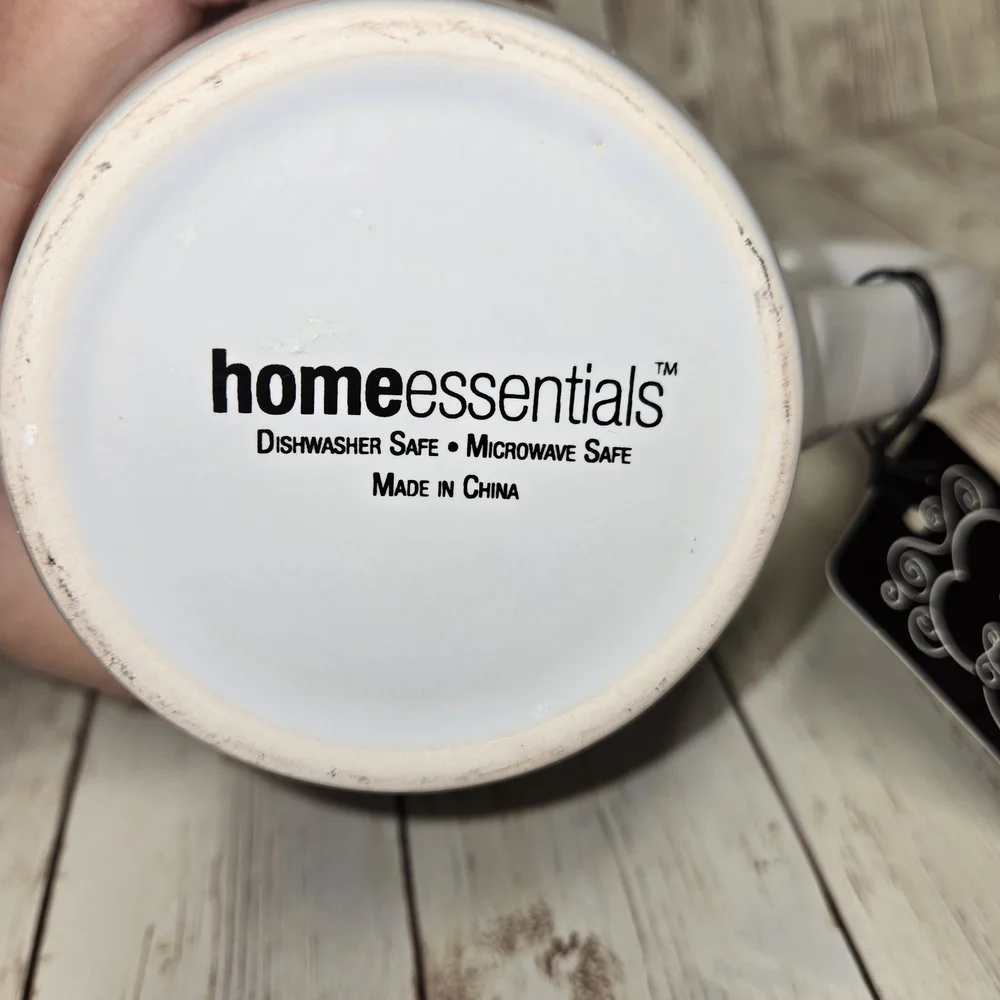 Home Essentials White Coffee Mug with Black Text